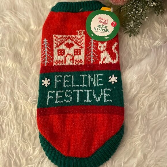 Adorable Christmas Sweater for Cats!  Size XS/S   NWT - Picture 1 of 7